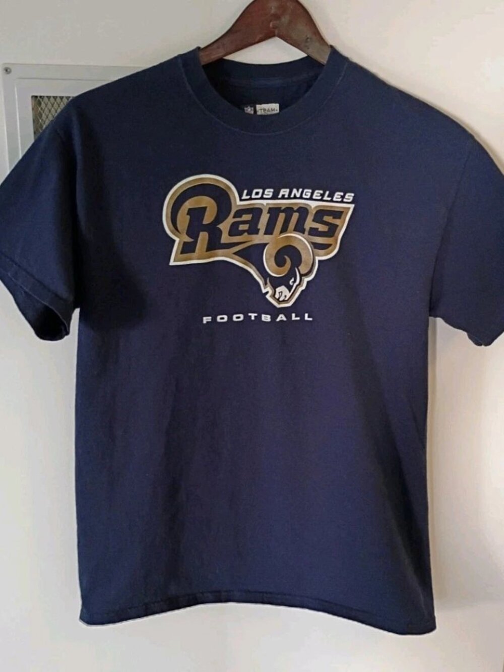 Los Angeles Rams Men Shirt M Blue Logo Graphic Short Sleeve NFL Team Official